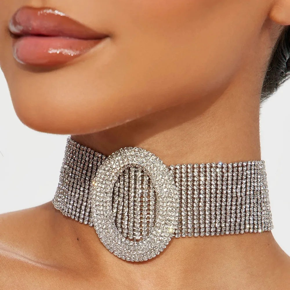European Rhinestone Clavicle Necklace