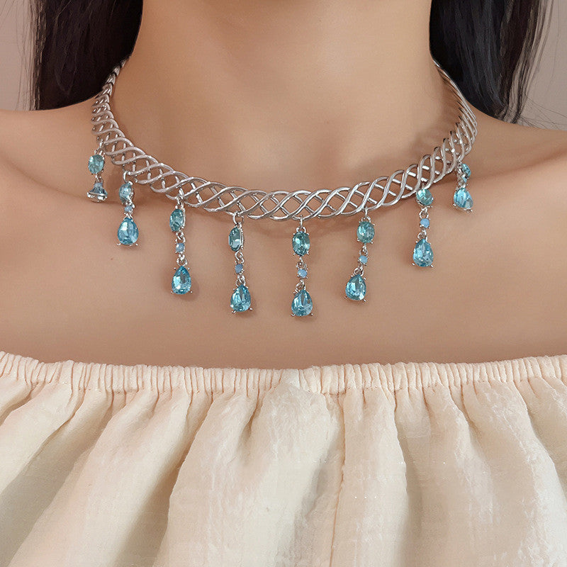 Blue Zircon Water Drop Necklace
