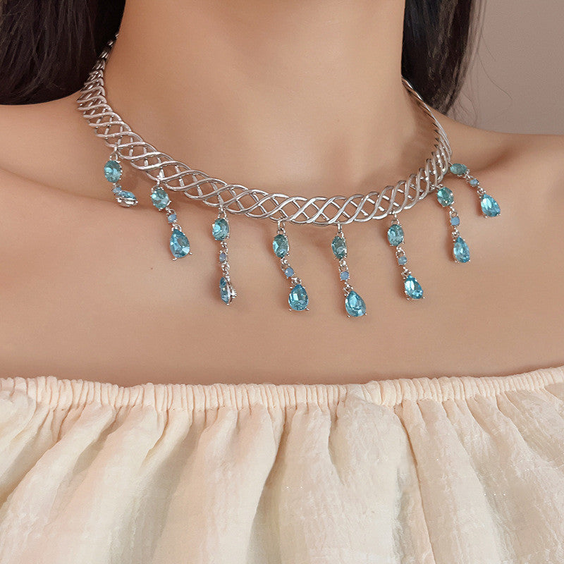 Blue Zircon Water Drop Necklace